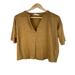 Boden Mustard Yellow V-Neck Cropped Top